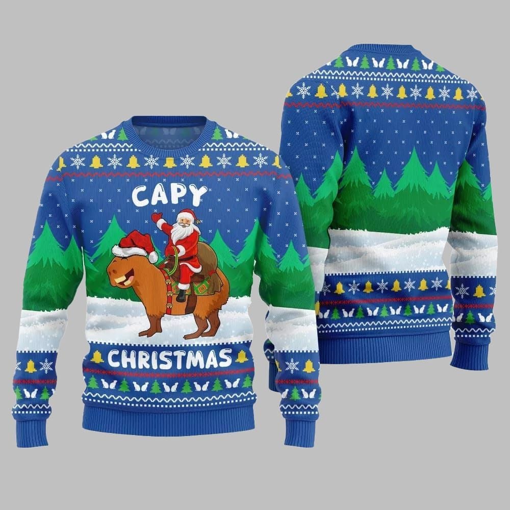 2026 Christmas Santa Capy Ugly Christmas Sweater - Moonbestprint