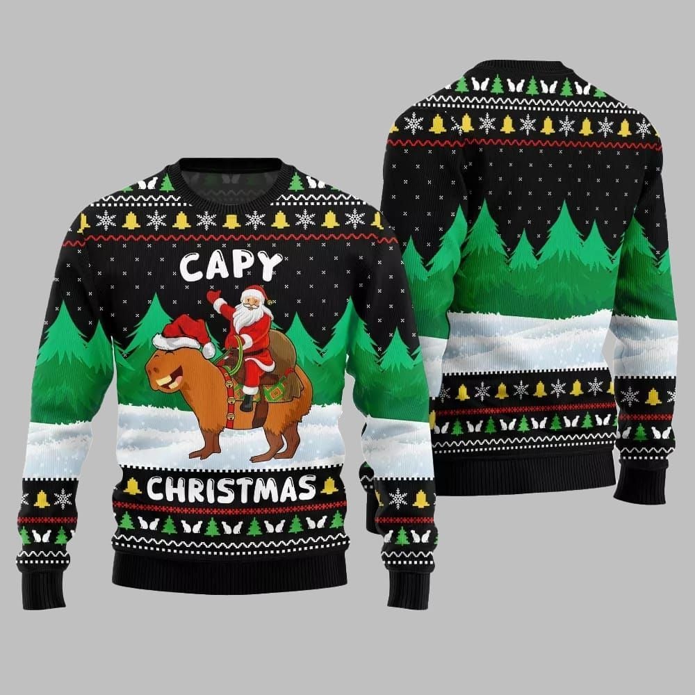 2026 Christmas Santa Capy Ugly Christmas Sweater - Moonbestprint