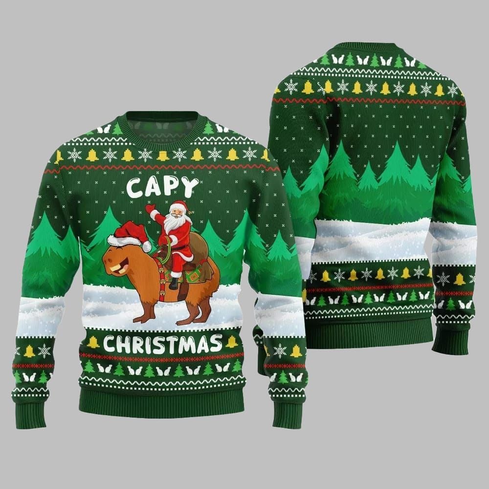 2026 Christmas Santa Capy Ugly Christmas Sweater - Moonbestprint