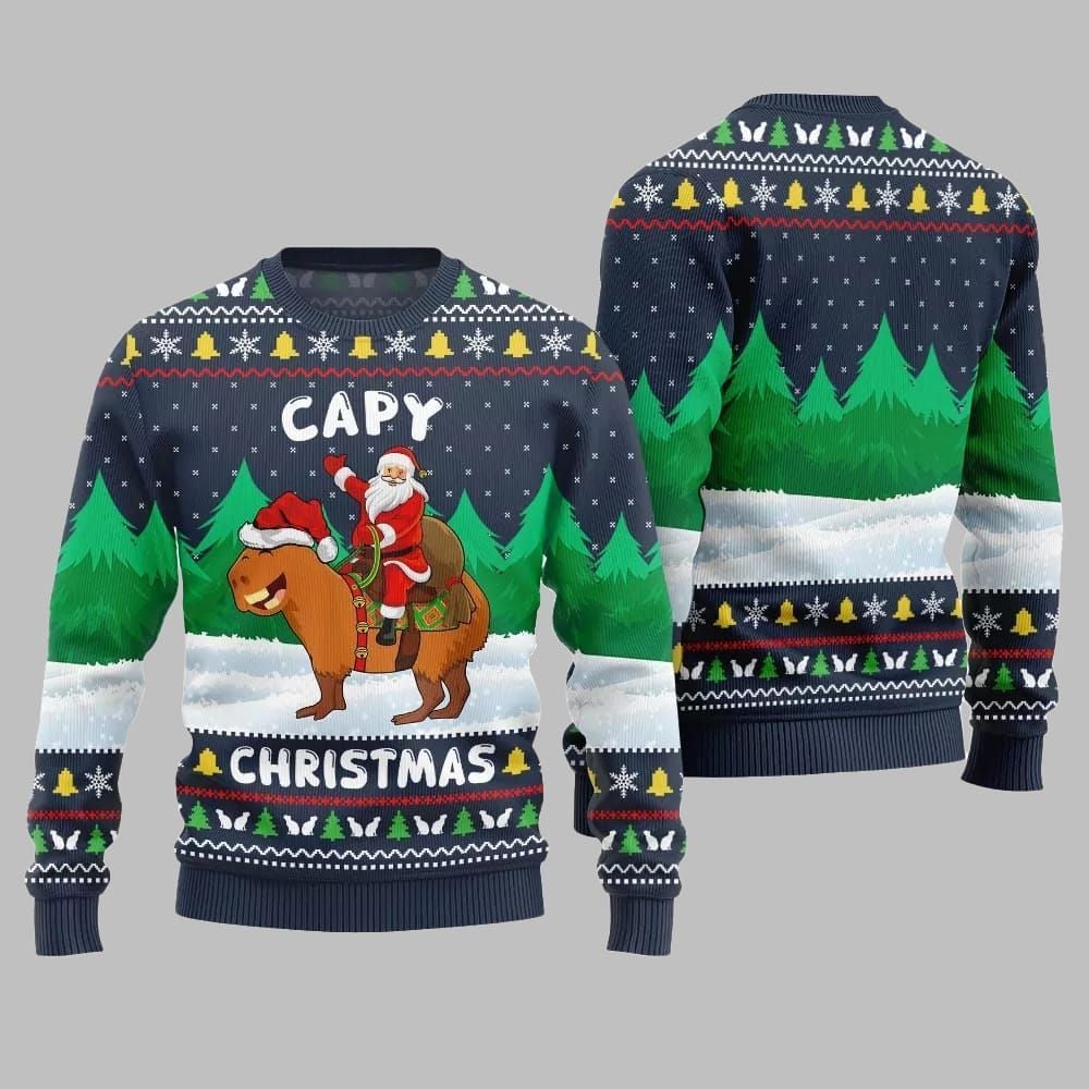 2026 Christmas Santa Capy Ugly Christmas Sweater - Moonbestprint