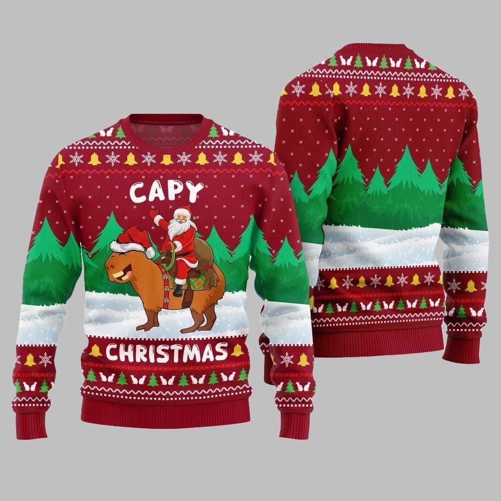 2026 Christmas Santa Capy Ugly Christmas Sweater - Moonbestprint