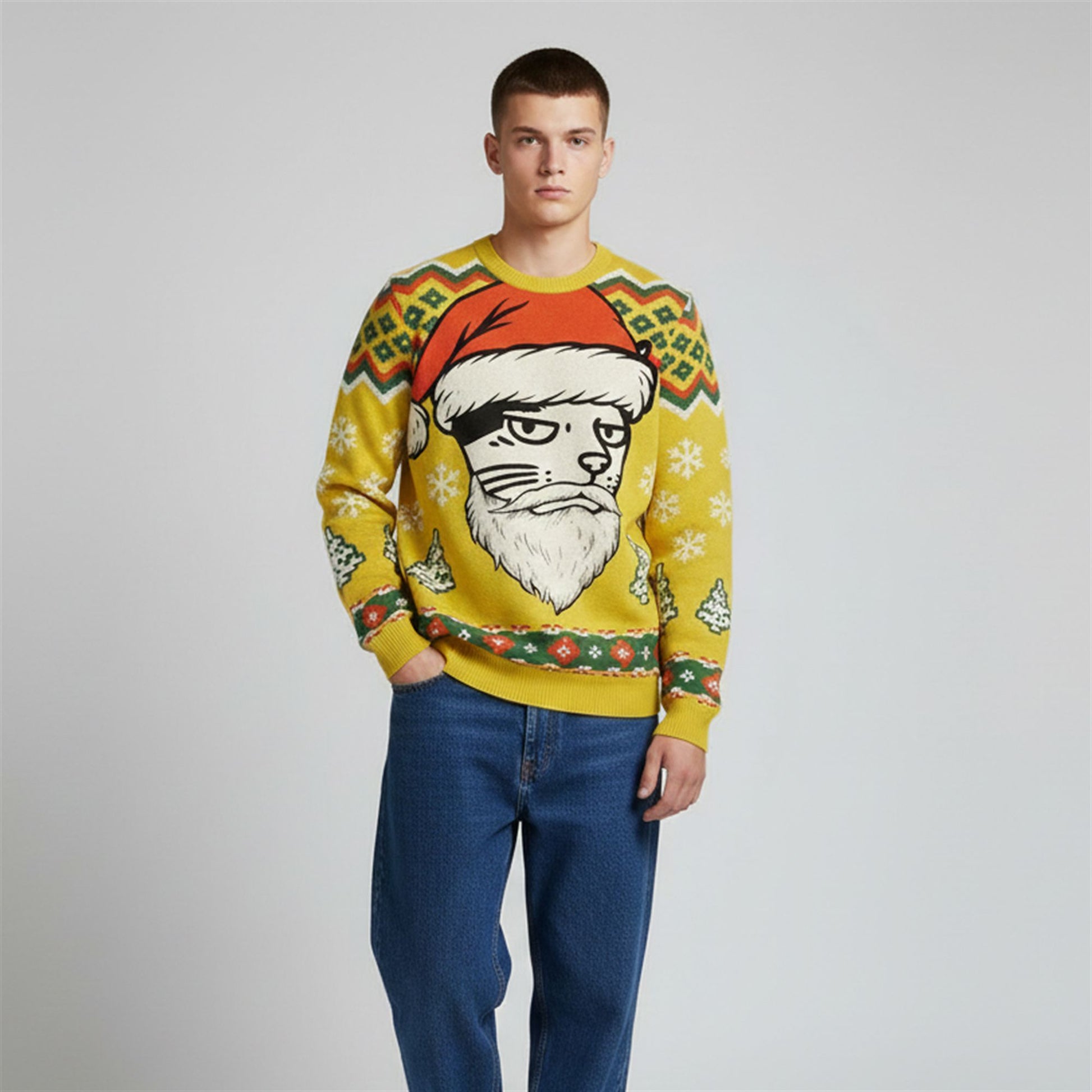 2026 Christmas Santa Cat Funny Ugly Sweater - Moonbestprint