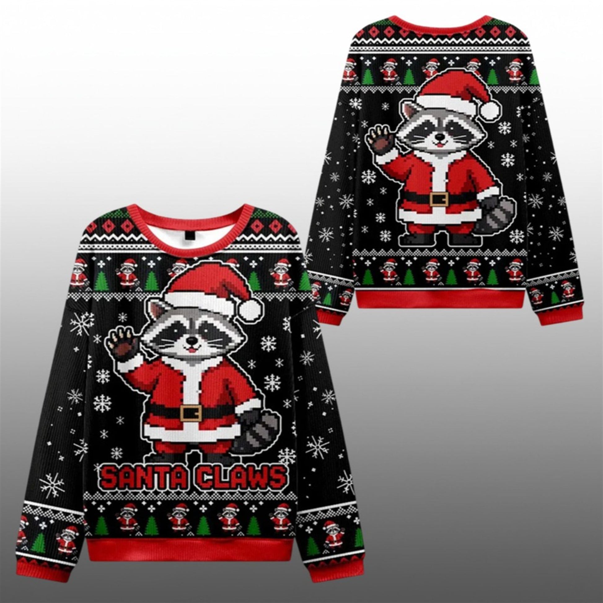 2026 Christmas Santa Claus Raccoon Ugly Sweater - Moonbestprint