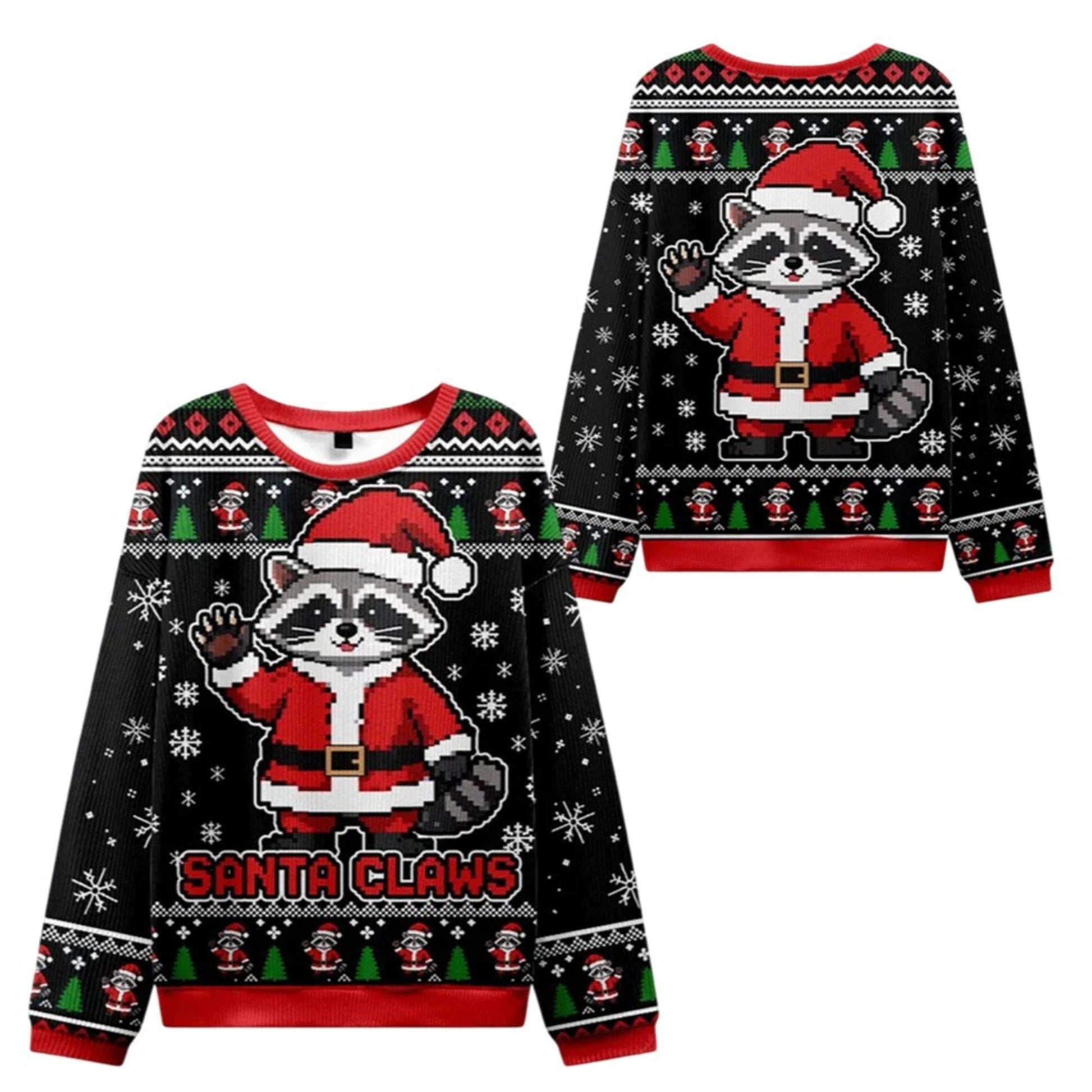 2026 Christmas Santa Claus Raccoon Ugly Sweater - Moonbestprint
