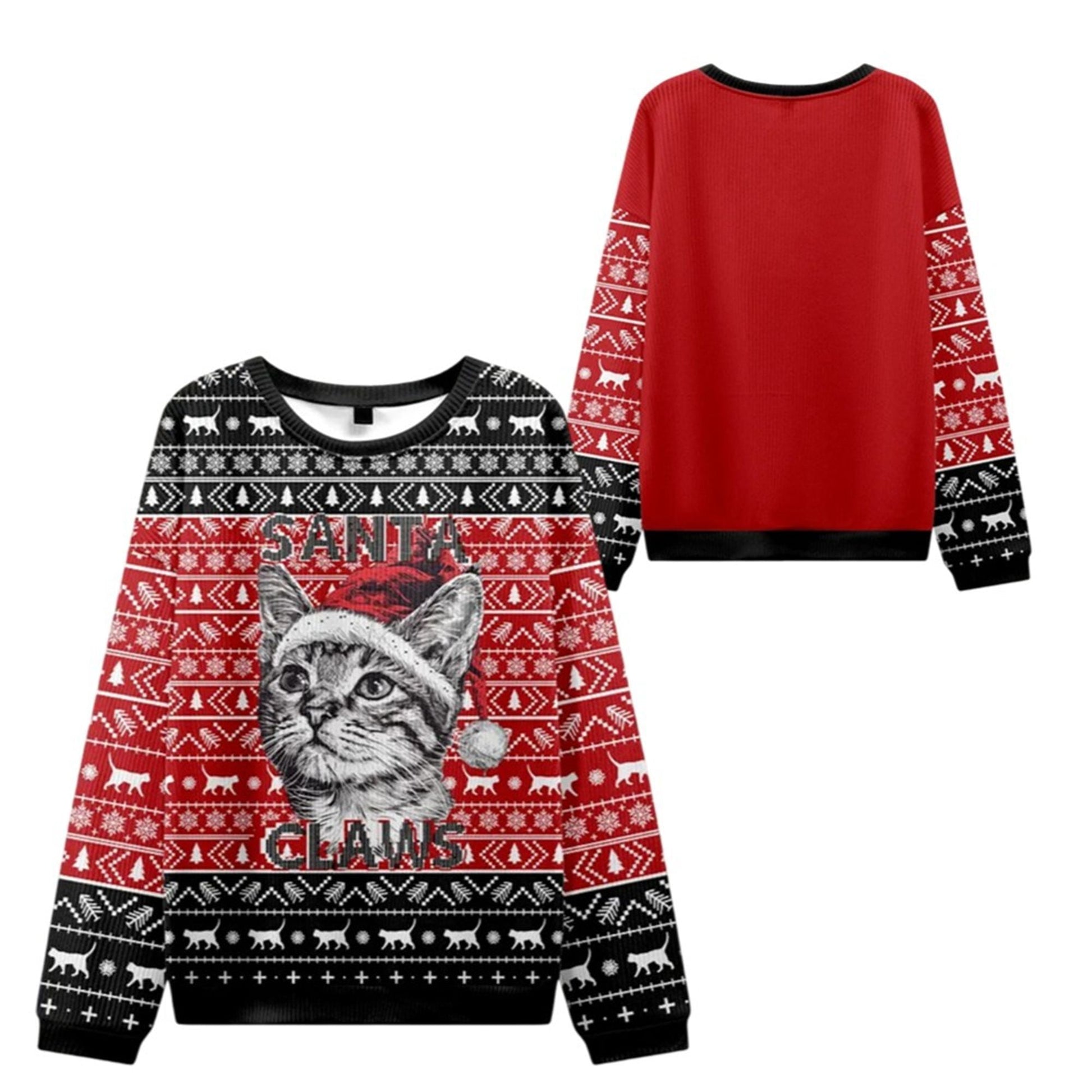 2026 Christmas Santa Claws Cat Ugly Sweater - Moonbestprint