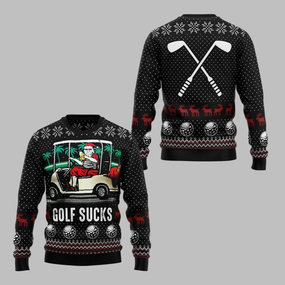 2026 Christmas Santa Golf Sucks Ugly Christmas Sweater - Moonbestprint