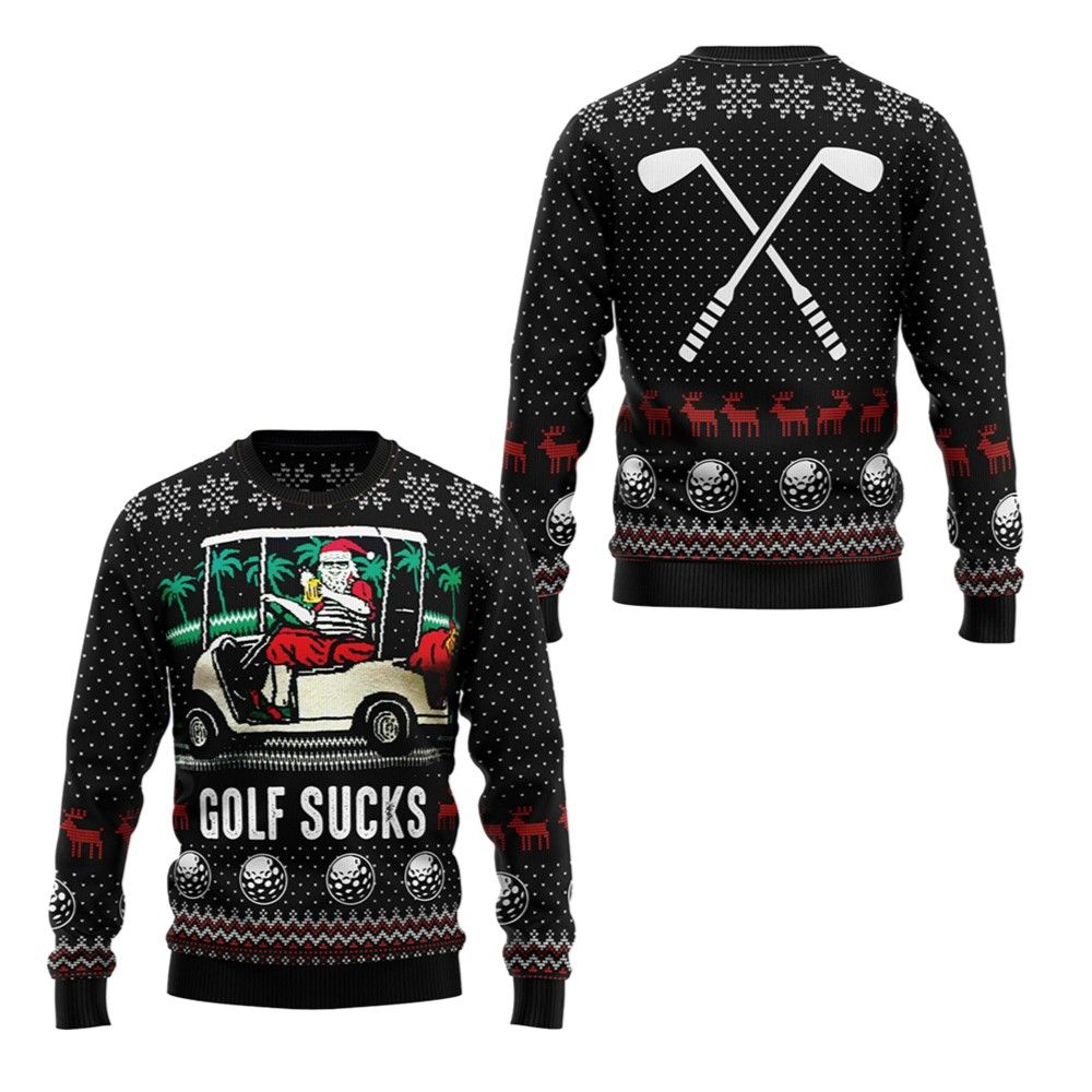 2026 Christmas Santa Golf Sucks Ugly Christmas Sweater - Moonbestprint
