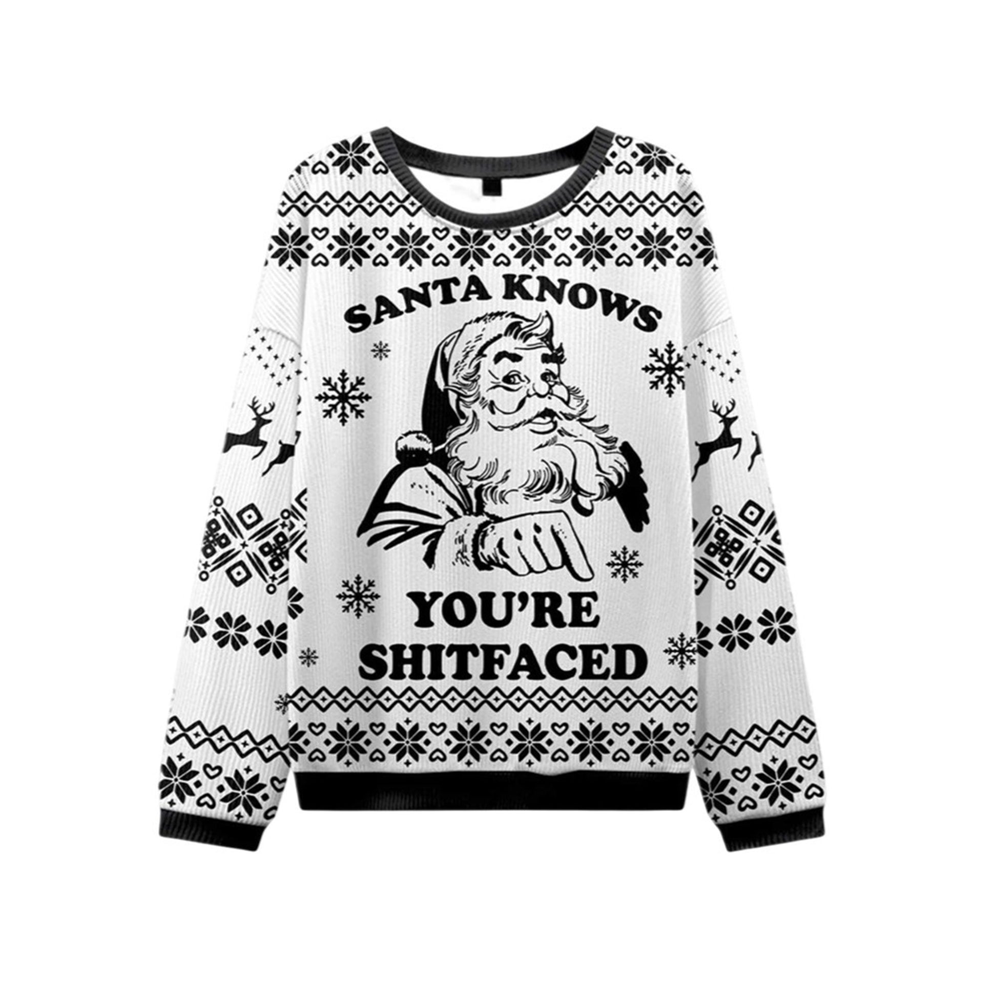 2026 Christmas Santa Knows You're Shitfaced Ugly Sweater - Moonbestprint