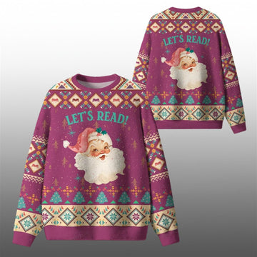 2026 Christmas Santa Let's Read Ugly Sweater - Moonbestprint
