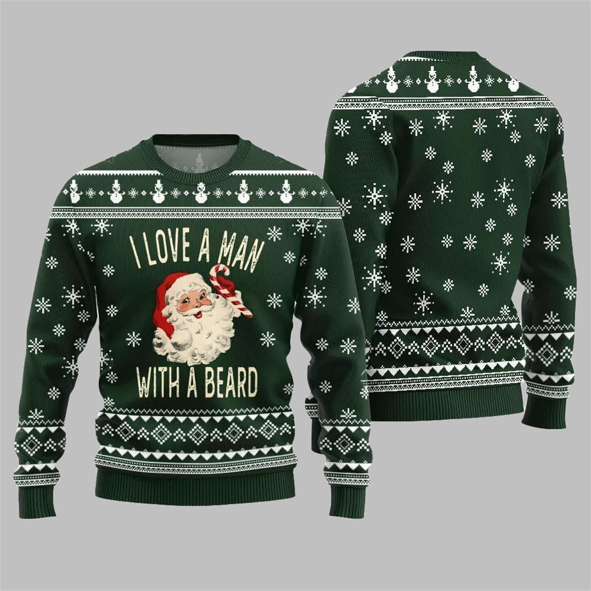 2026 Christmas Love Man With Beard Ugly Sweater - Moonbestprint