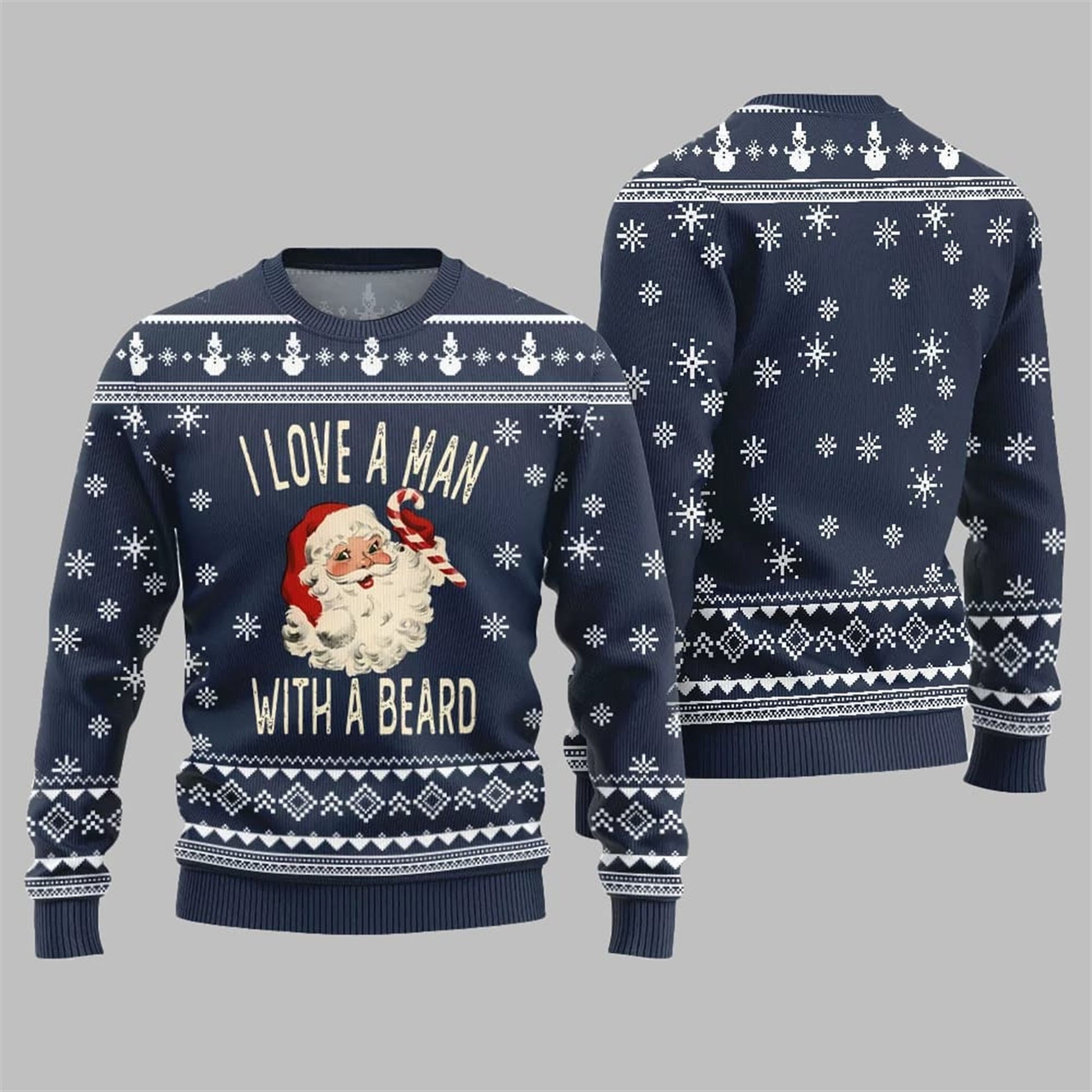 2026 Christmas Love Man With Beard Ugly Sweater - Moonbestprint