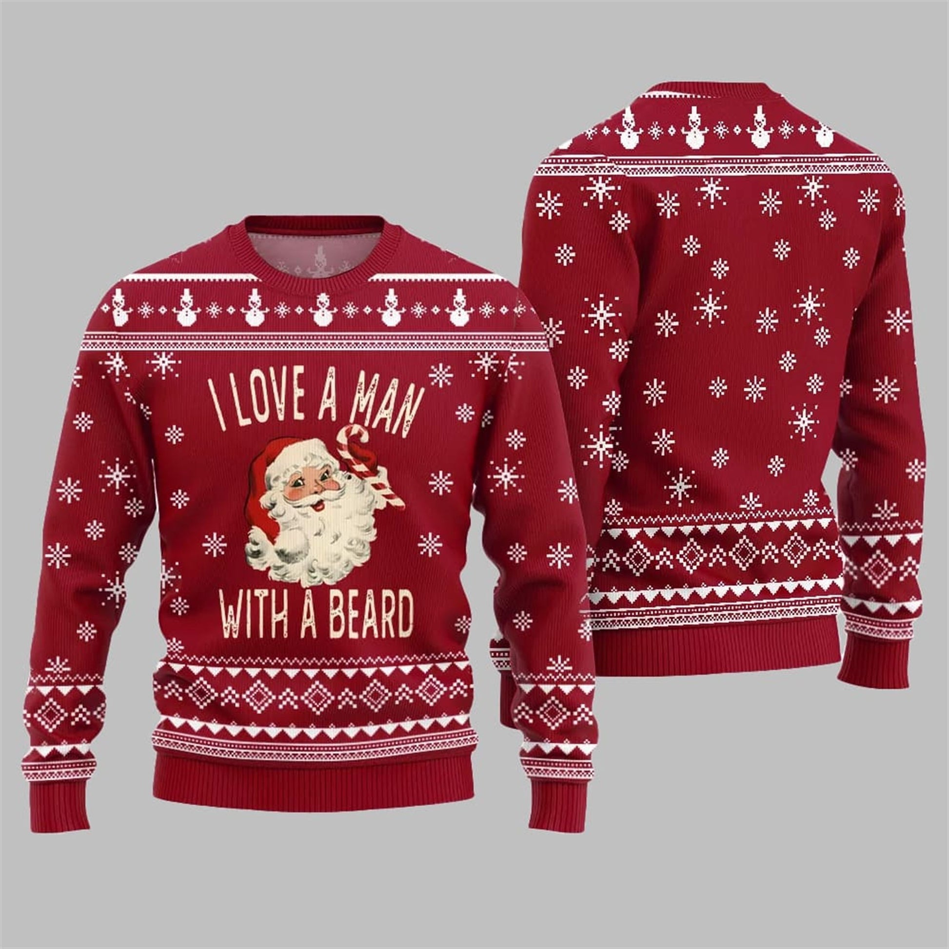 2026 Christmas Love Man With Beard Ugly Sweater - Moonbestprint
