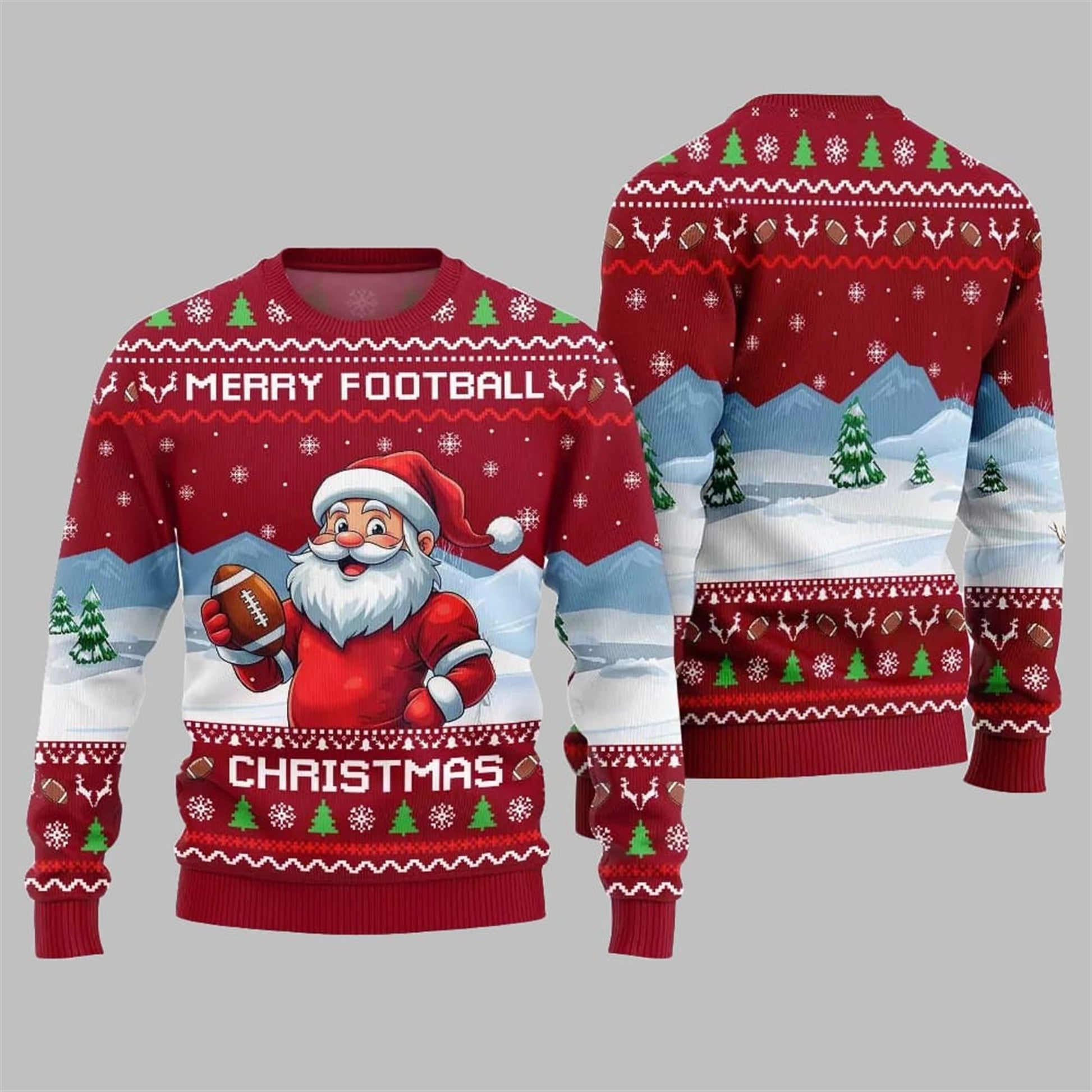 2026 Christmas Merry Football Christmas Ugly Sweater - Moonbestprint