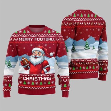 2026 Christmas Merry Football Christmas Ugly Sweater - Moonbestprint
