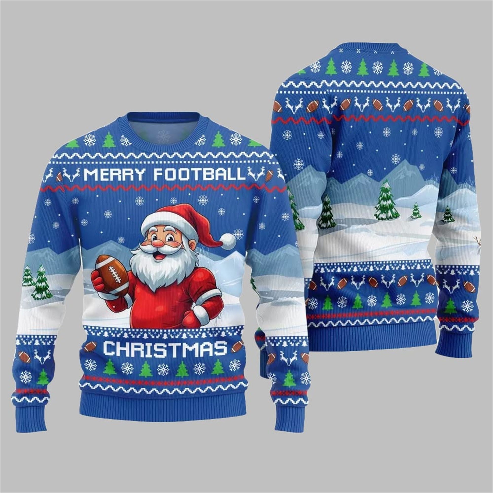 2026 Christmas Merry Football Christmas Ugly Sweater - Moonbestprint