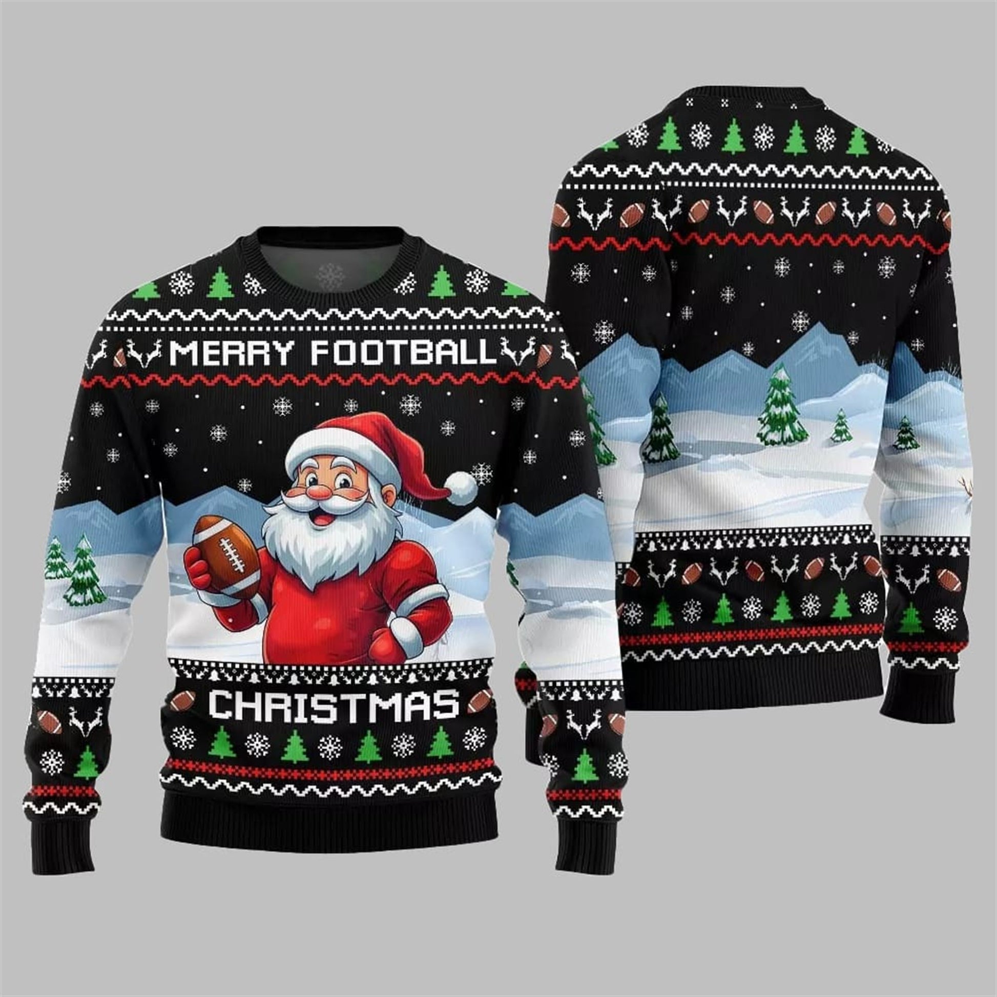 2026 Christmas Merry Football Christmas Ugly Sweater - Moonbestprint