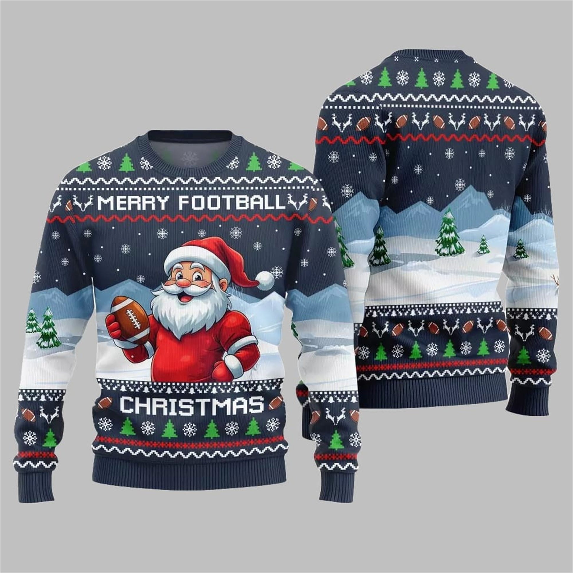 2026 Christmas Merry Football Christmas Ugly Sweater - Moonbestprint