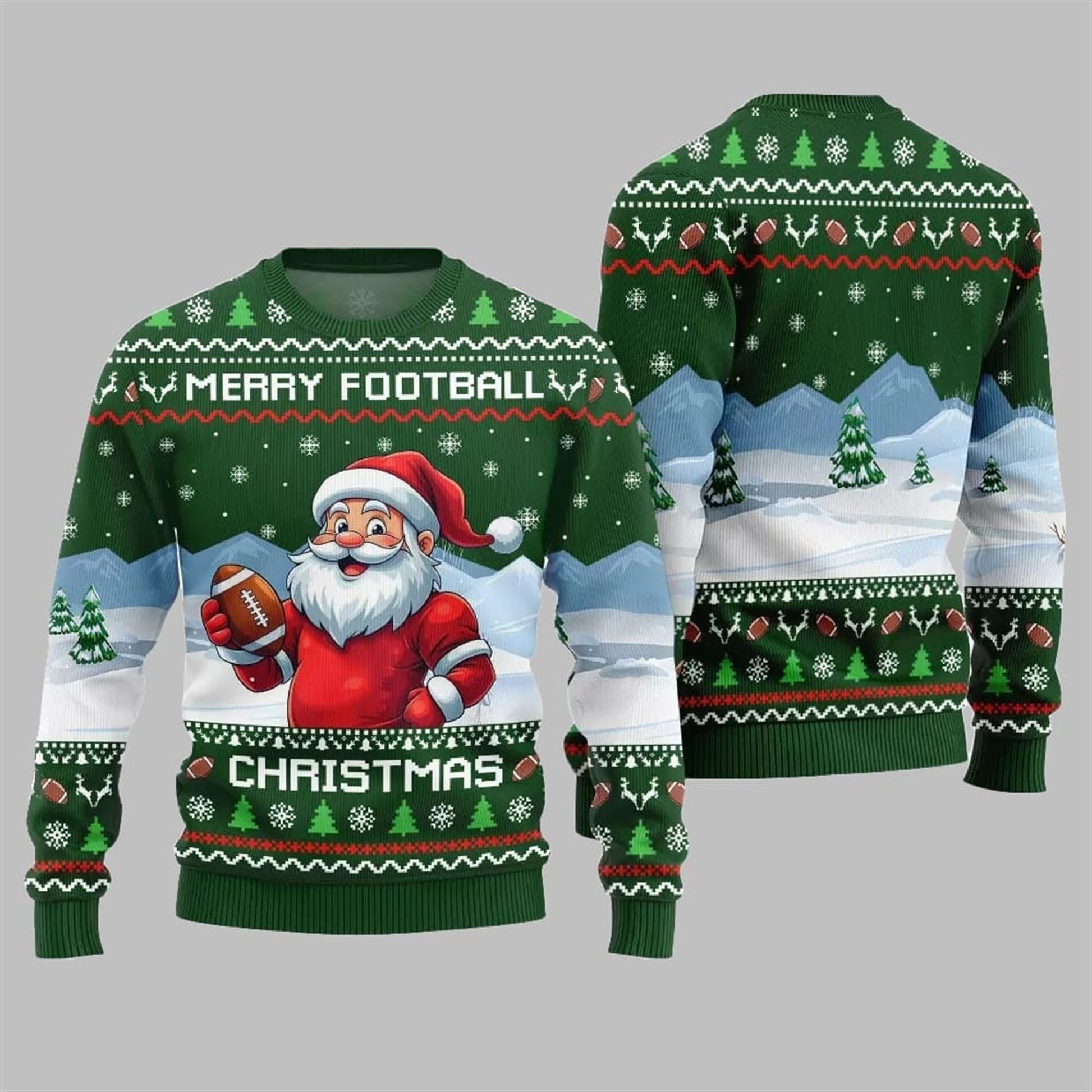 2026 Christmas Merry Football Christmas Ugly Sweater - Moonbestprint