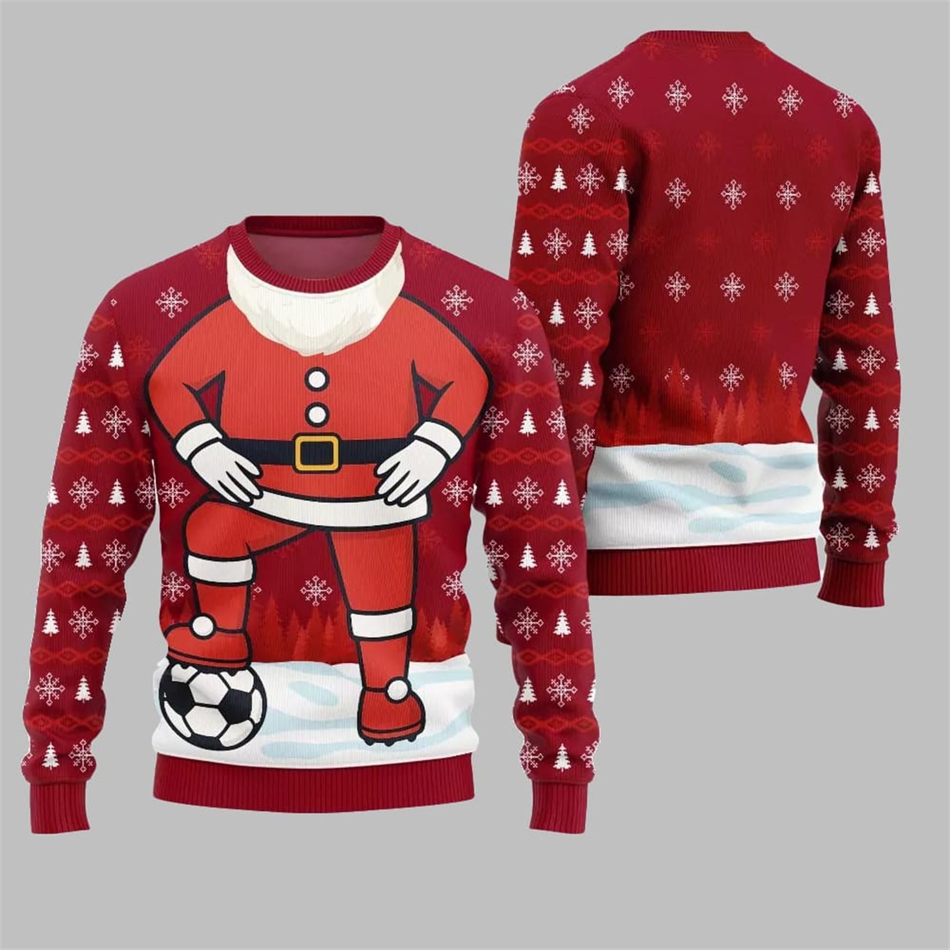 2026 Christmas Santa Playing Soccer Ugly Sweater - Moonbestprint