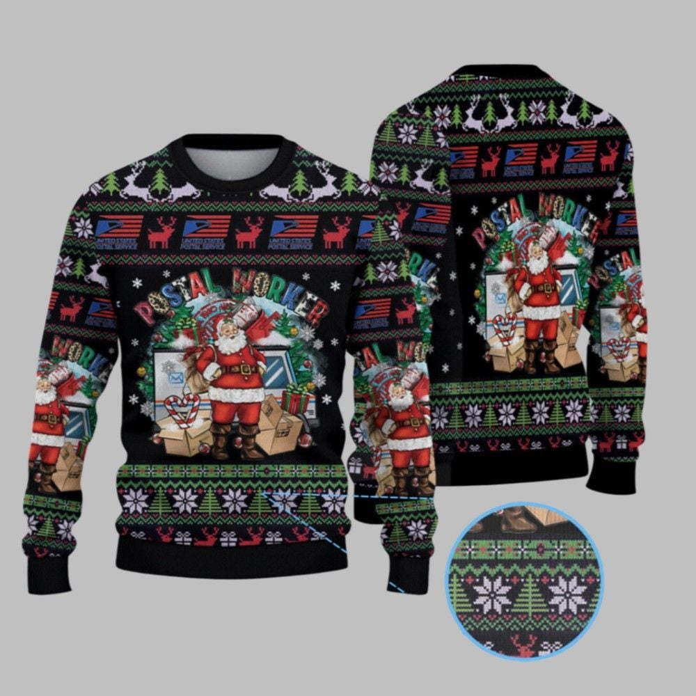 2026 Christmas Santa United States Postal Service Christmas Ugly Sweater - Moonbestprint
