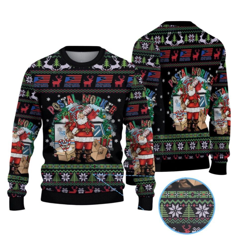 2026 Christmas Santa United States Postal Service Christmas Ugly Sweater - Moonbestprint