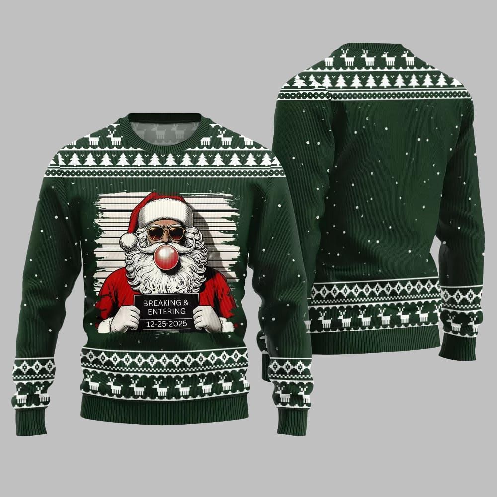 2026 Christmas Santas Breaking And Entering Ugly Christmas Sweater - Moonbestprint