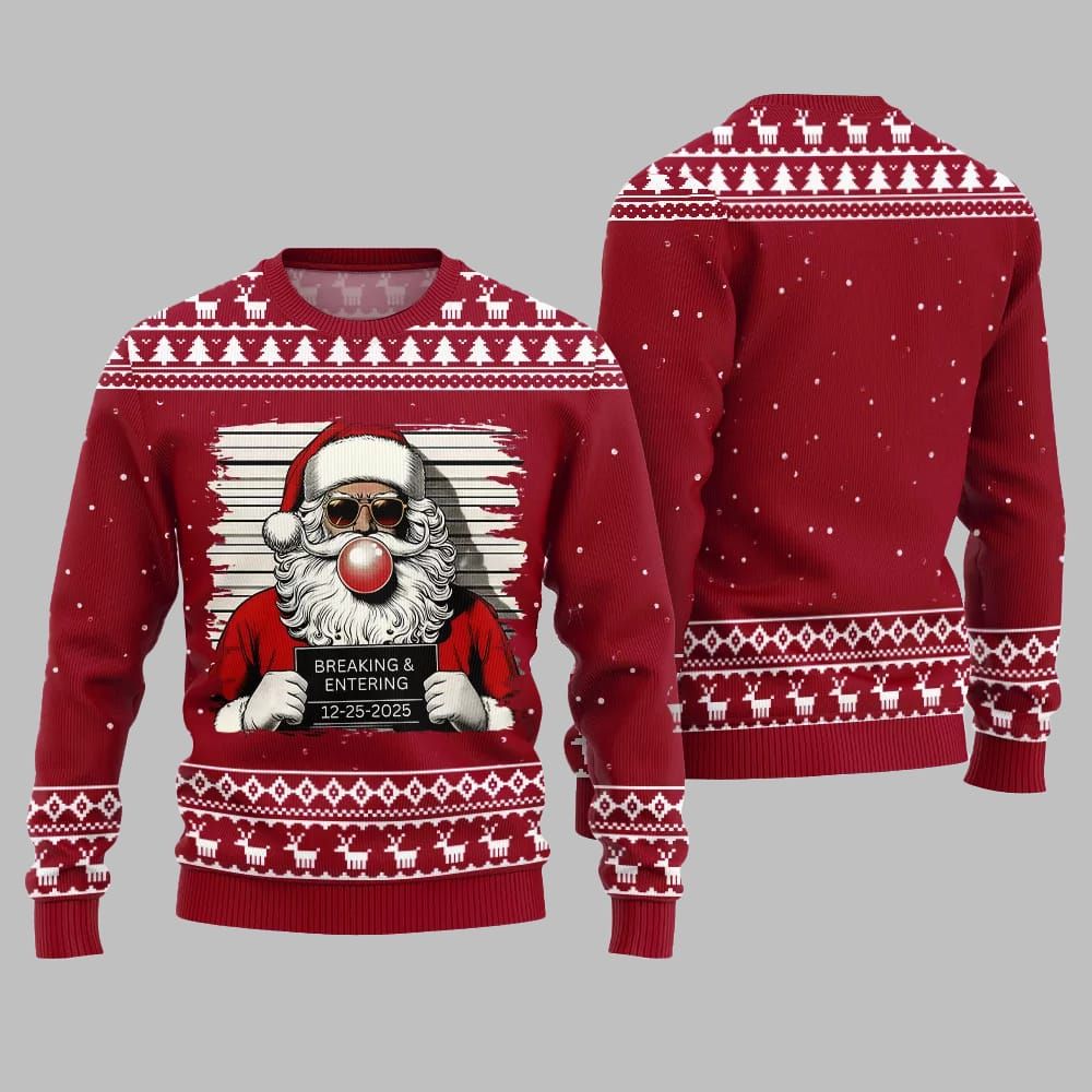 2026 Christmas Santas Breaking And Entering Ugly Christmas Sweater - Moonbestprint