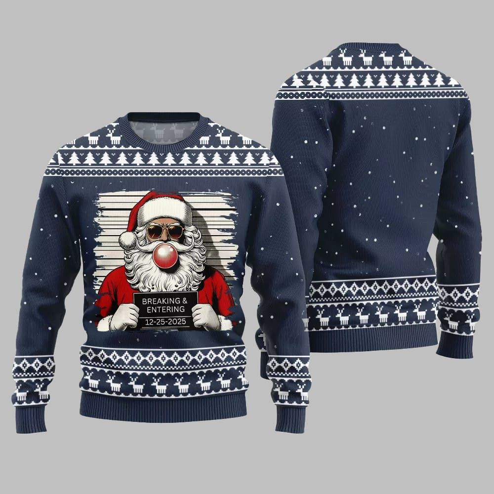 2026 Christmas Santas Breaking And Entering Ugly Christmas Sweater - Moonbestprint