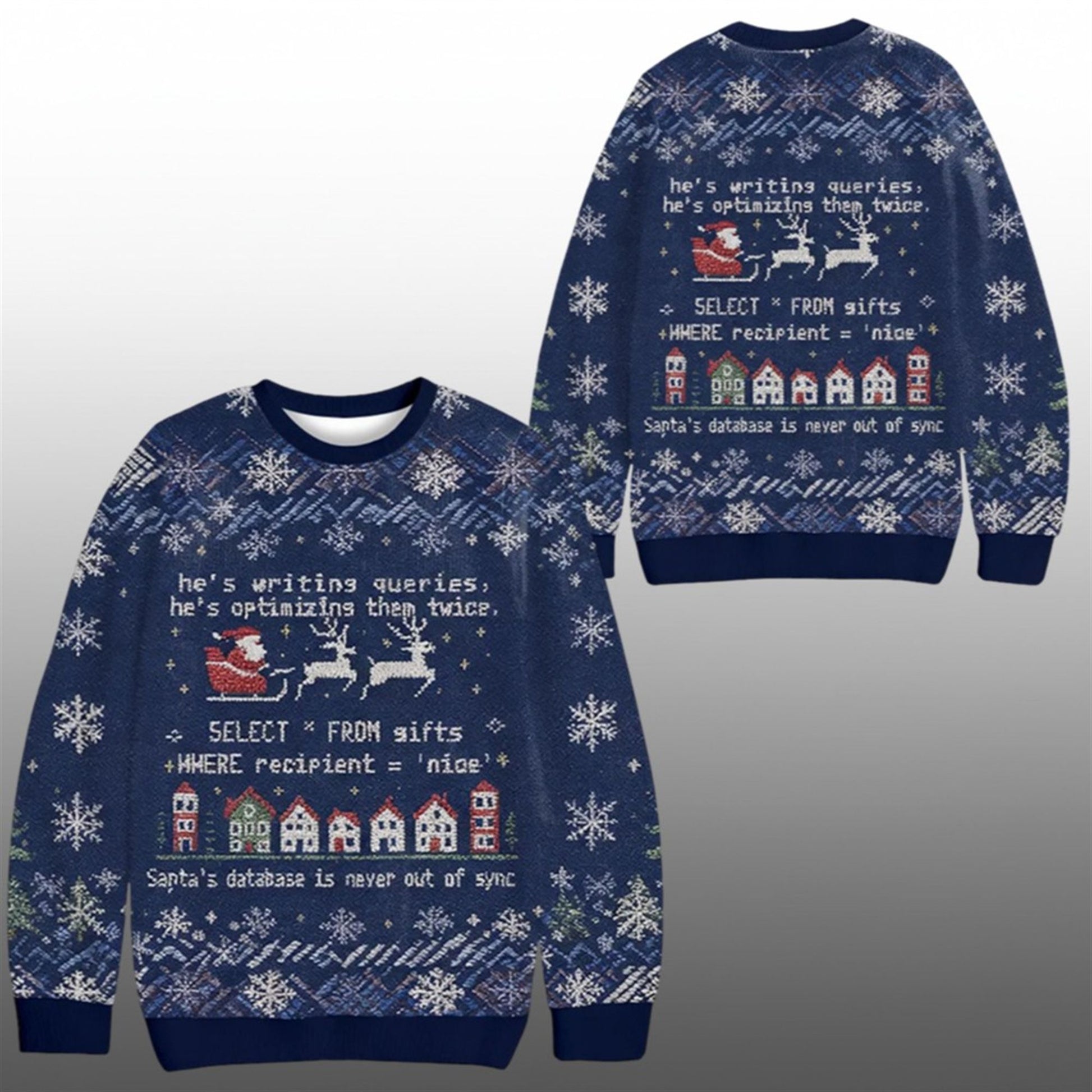 2026 Christmas Santa's Database Never Out of Sync Ugly Sweater - Moonbestprint