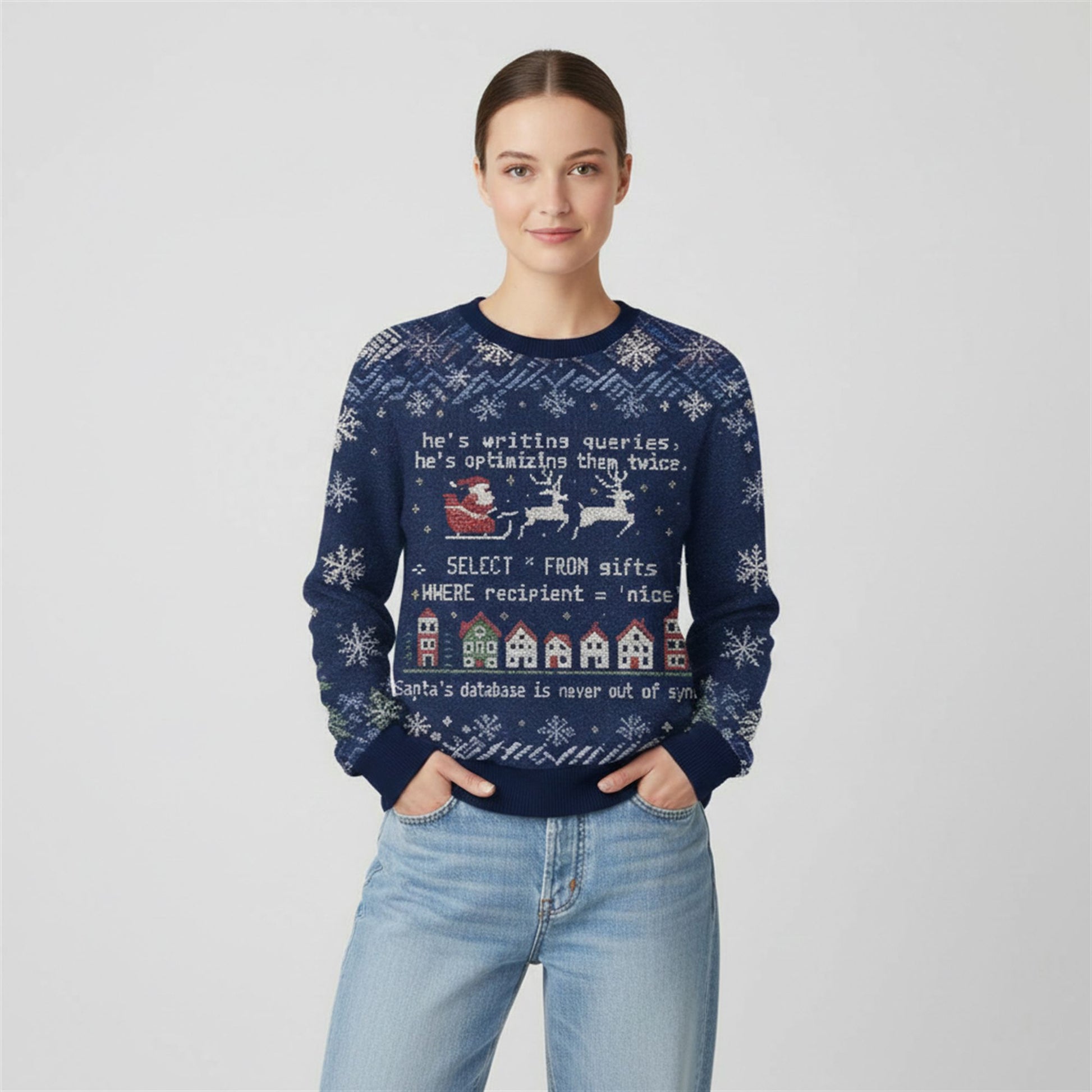 2026 Christmas Santa's Database Never Out of Sync Ugly Sweater - Moonbestprint