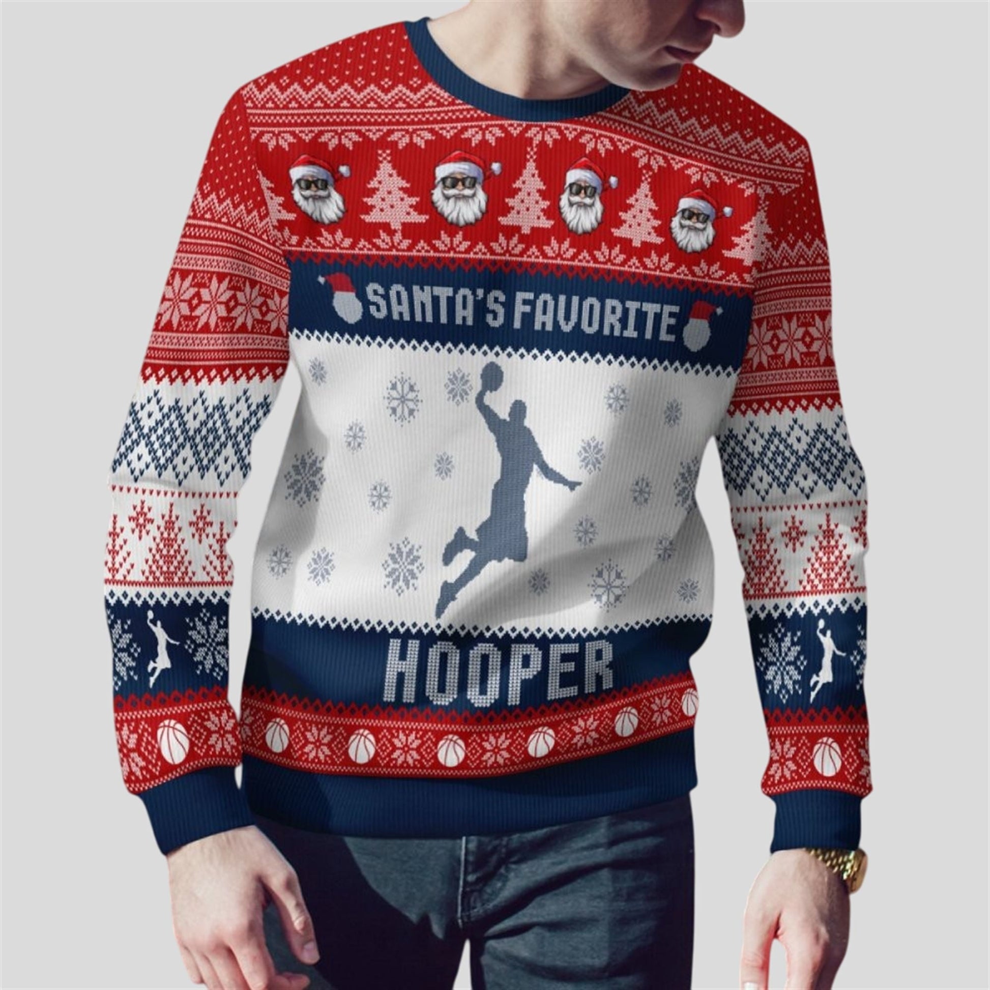 2026 Christmas Santa's Favorite Hooper Ugly Sweater - Moonbestprint