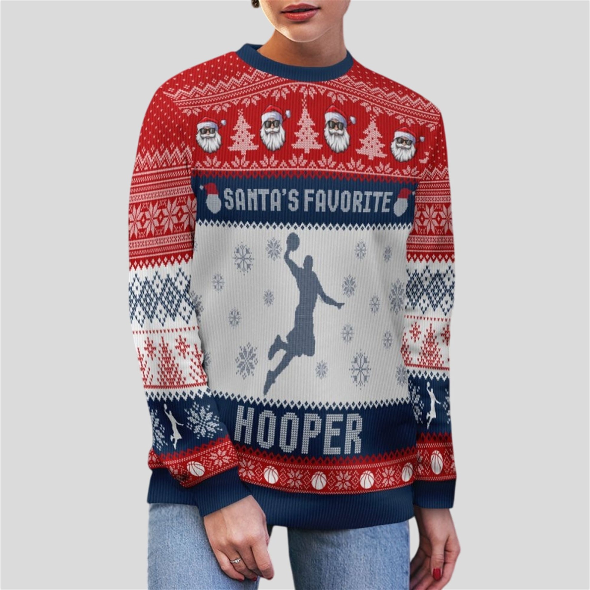 2026 Christmas Santa's Favorite Hooper Ugly Sweater - Moonbestprint