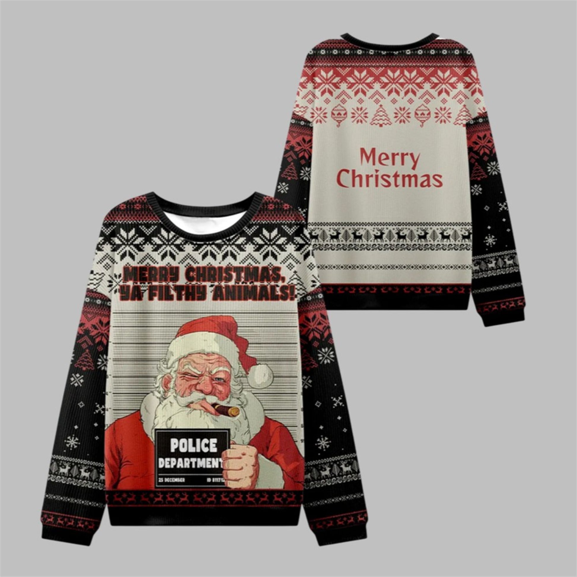 2026 Christmas Santa's Mugshot Ugly Sweater - Moonbestprint