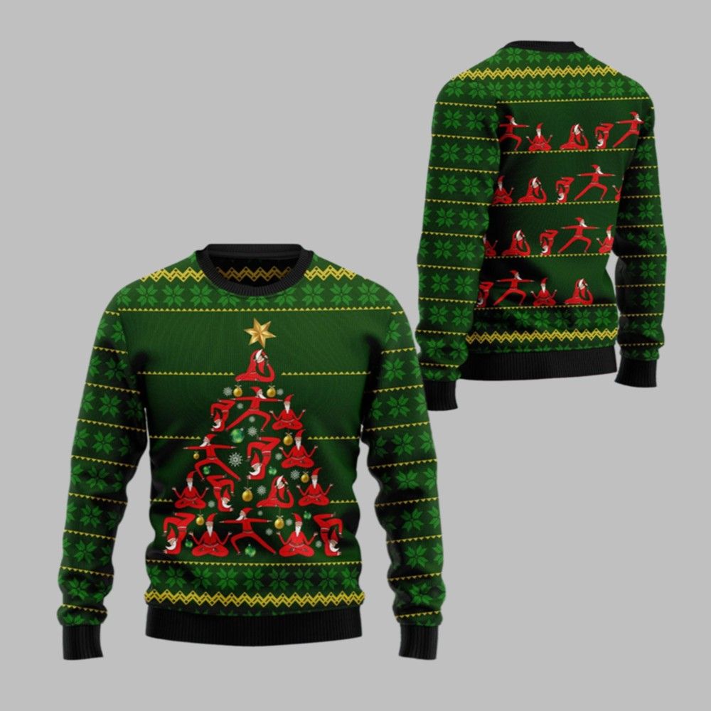 2026 Christmas Santas Yoga Ugly Christmas Sweater - Moonbestprint