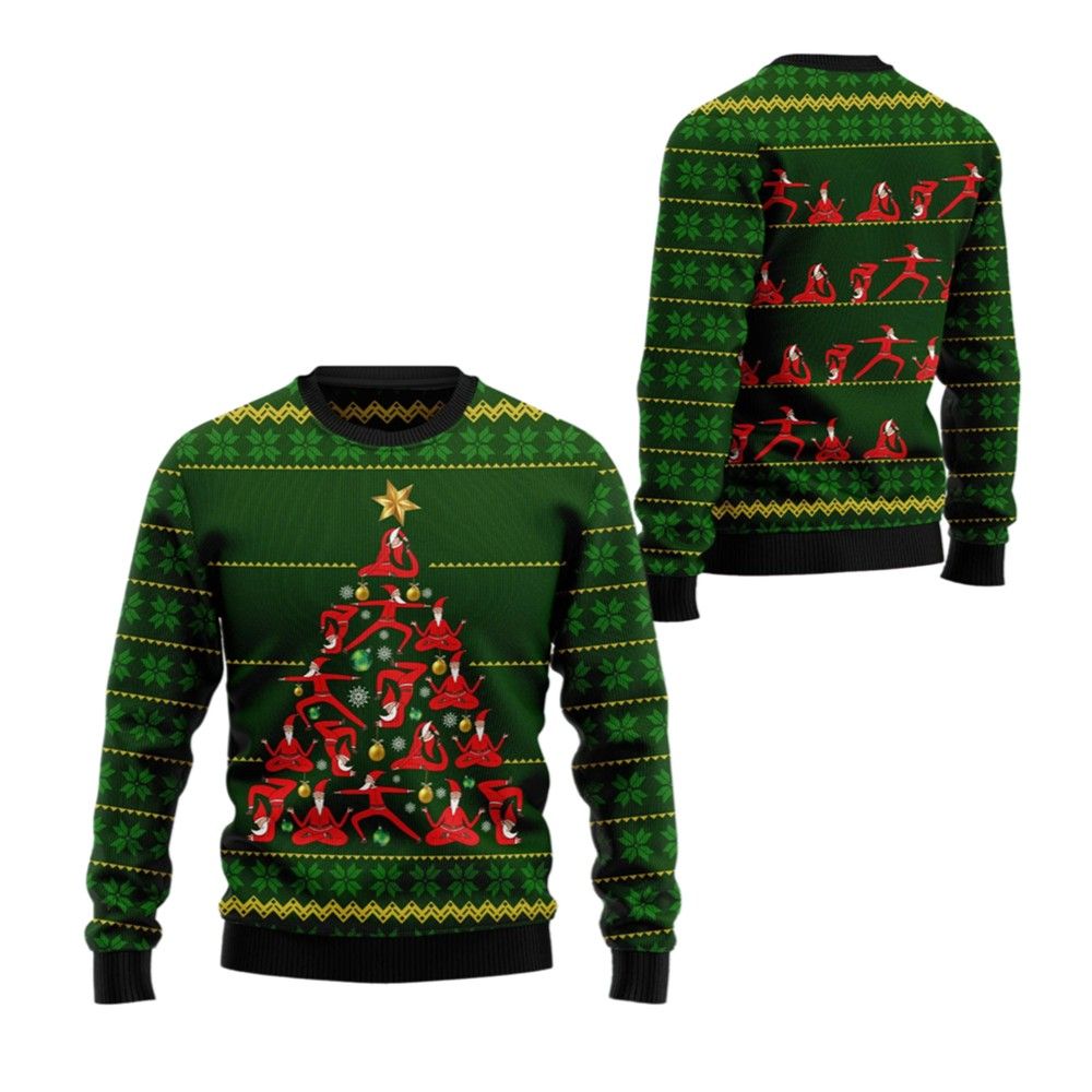 2026 Christmas Santas Yoga Ugly Christmas Sweater - Moonbestprint