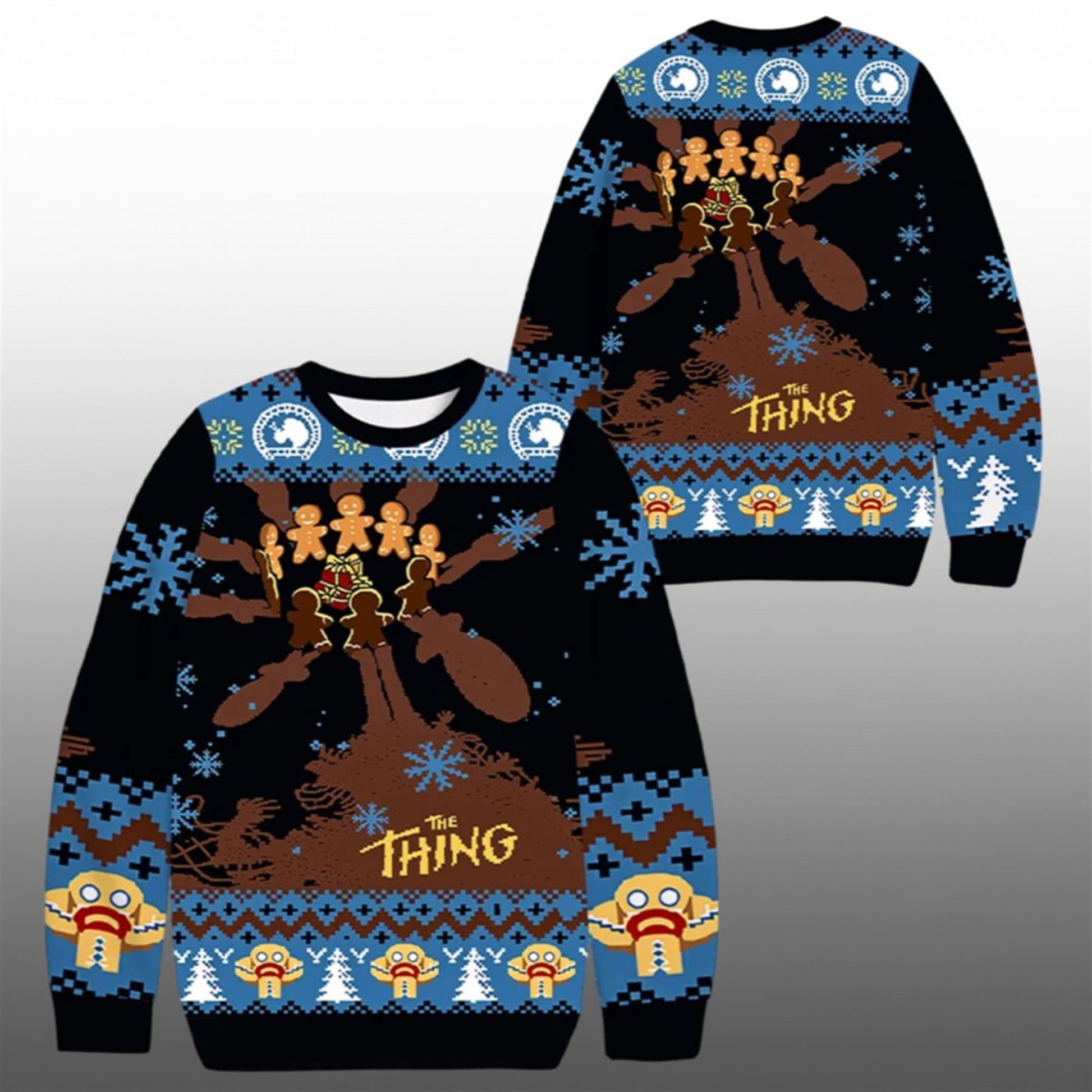 2026 Christmas Scary Gingerbread Monster The Thing Ugly Sweater - Moonbestprint