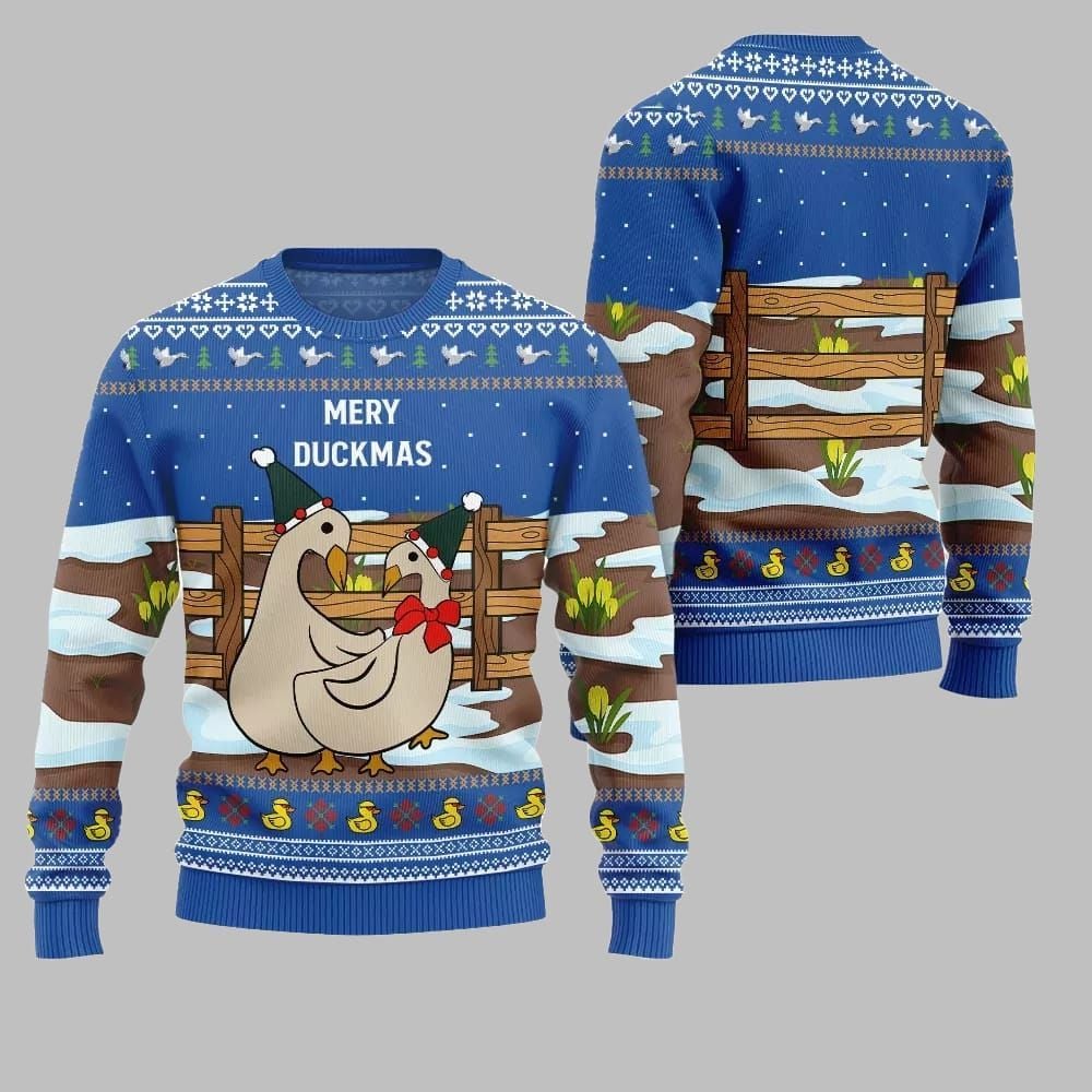 2026 Christmas Seriously Naughty Duck On The Farm Ugly Christmas Sweater - Moonbestprint
