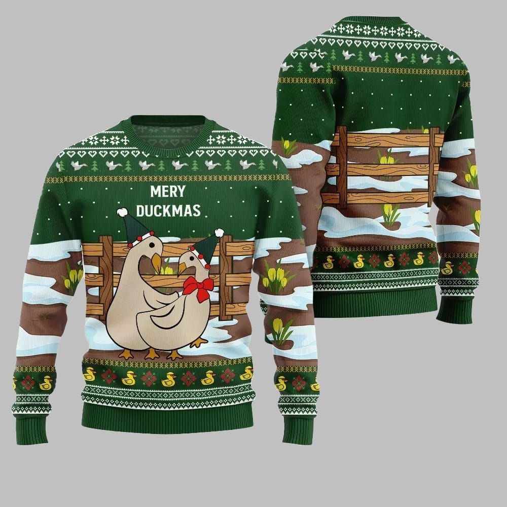 2026 Christmas Seriously Naughty Duck On The Farm Ugly Christmas Sweater - Moonbestprint