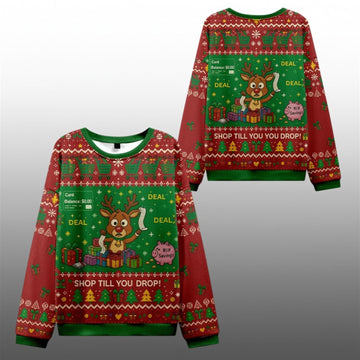 2026 Christmas Shop Till You Drop Ugly Sweater - Moonbestprint