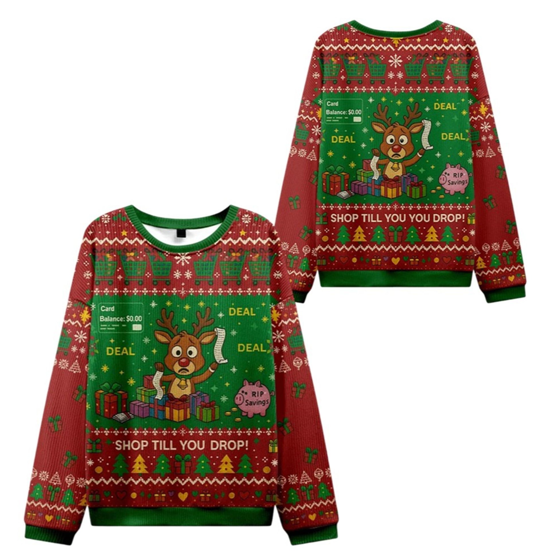 2026 Christmas Shop Till You Drop Ugly Sweater - Moonbestprint