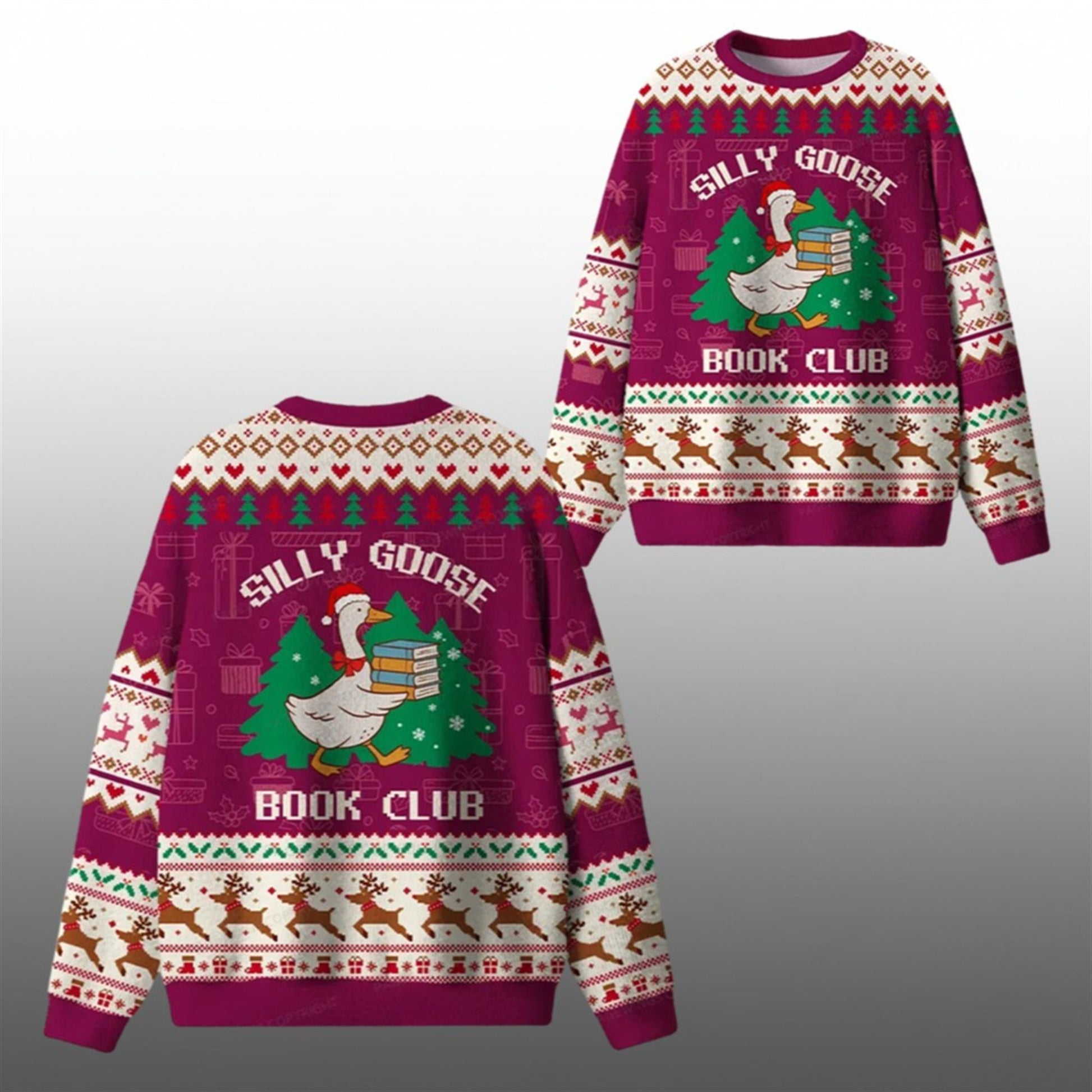 2026 Christmas Silly Goose Book Club Ugly Sweater - Moonbestprint