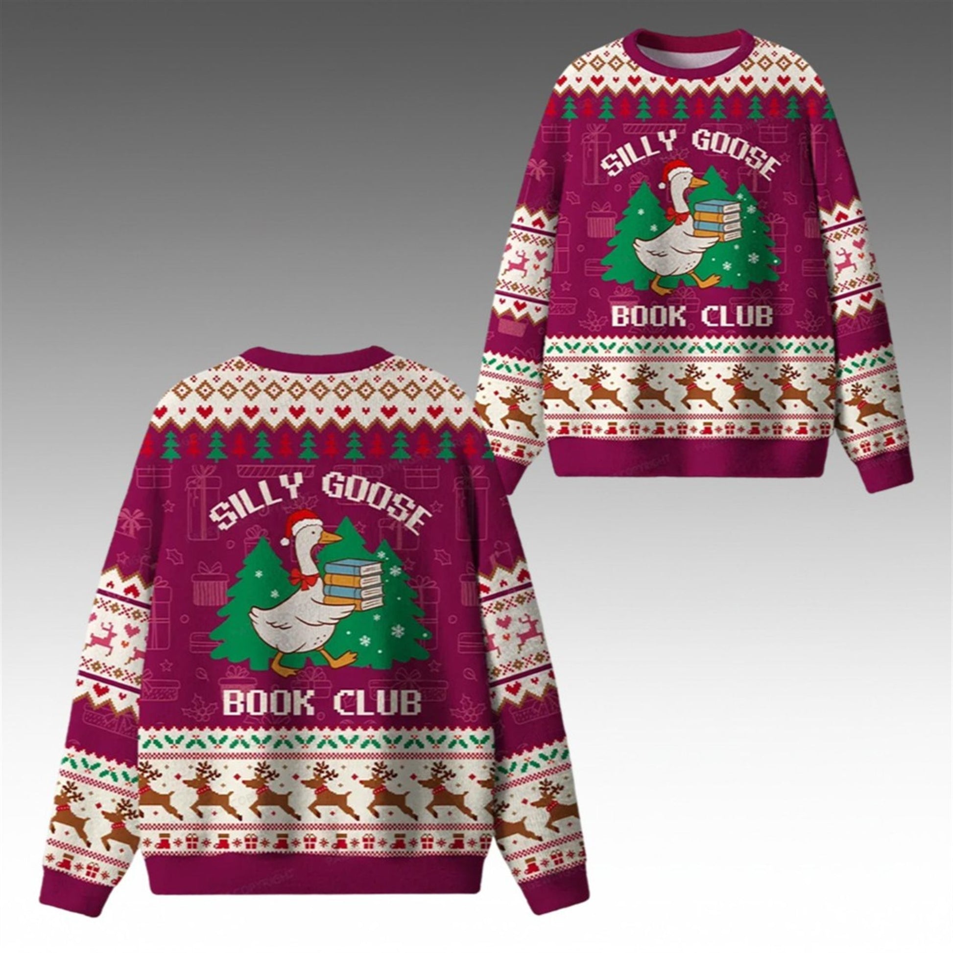 2026 Christmas Silly Goose Book Club Ugly Sweater - Moonbestprint
