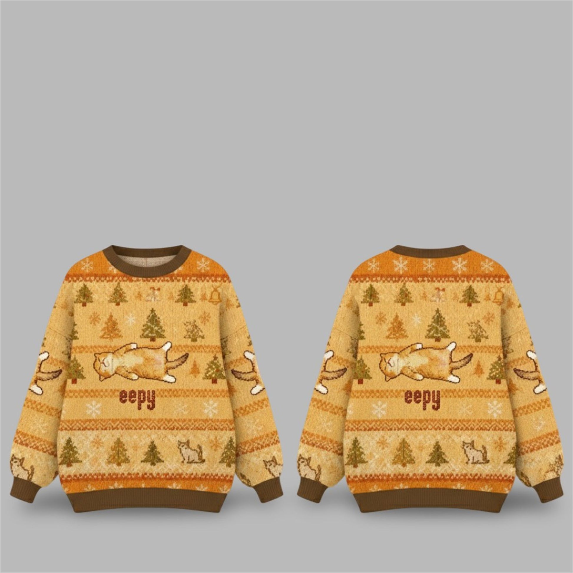 2026 Christmas Silly Sleepy Cat Meme Ugly Sweater - Moonbestprint