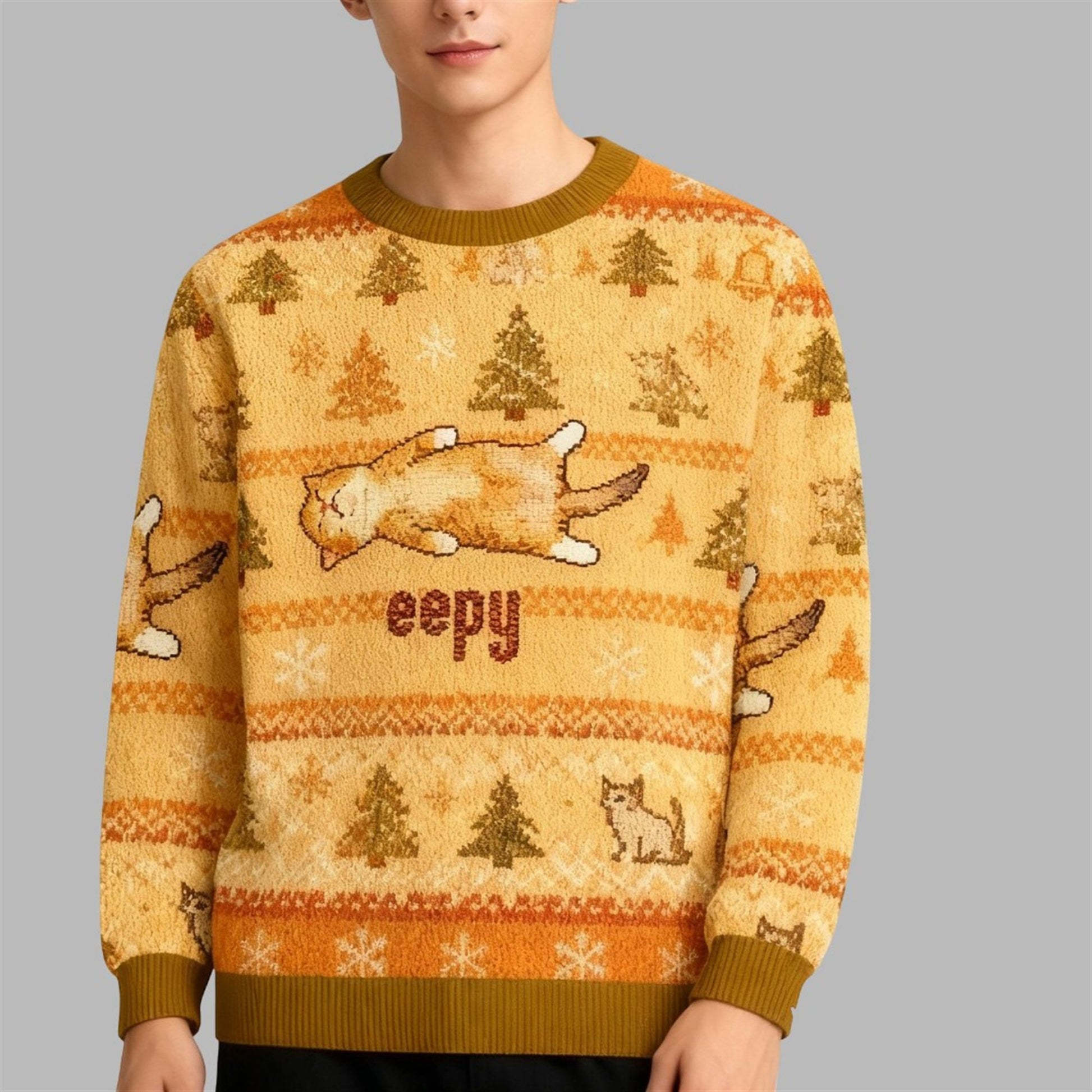 2026 Christmas Silly Sleepy Cat Meme Ugly Sweater - Moonbestprint