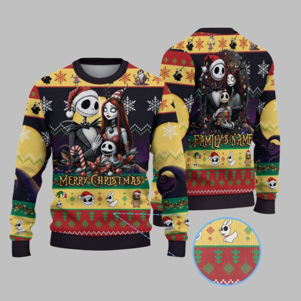 2026 Christmas Family Jack and Sally Ugly Sweater - Moonbestprint