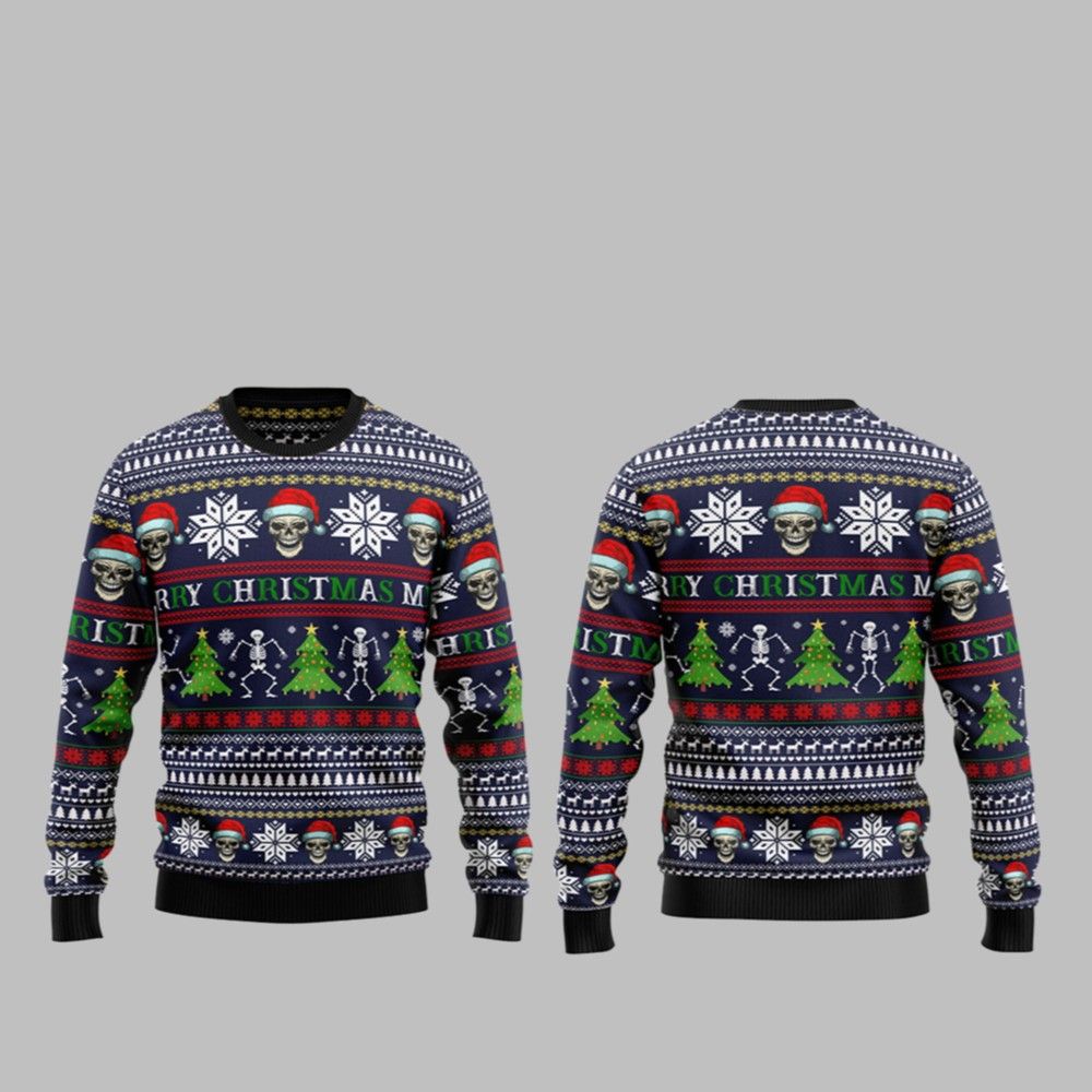 2026 Christmas Skull Christmas Ugly Christmas Sweater - Moonbestprint