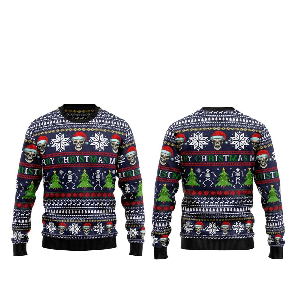 2026 Christmas Skull Christmas Ugly Christmas Sweater - Moonbestprint