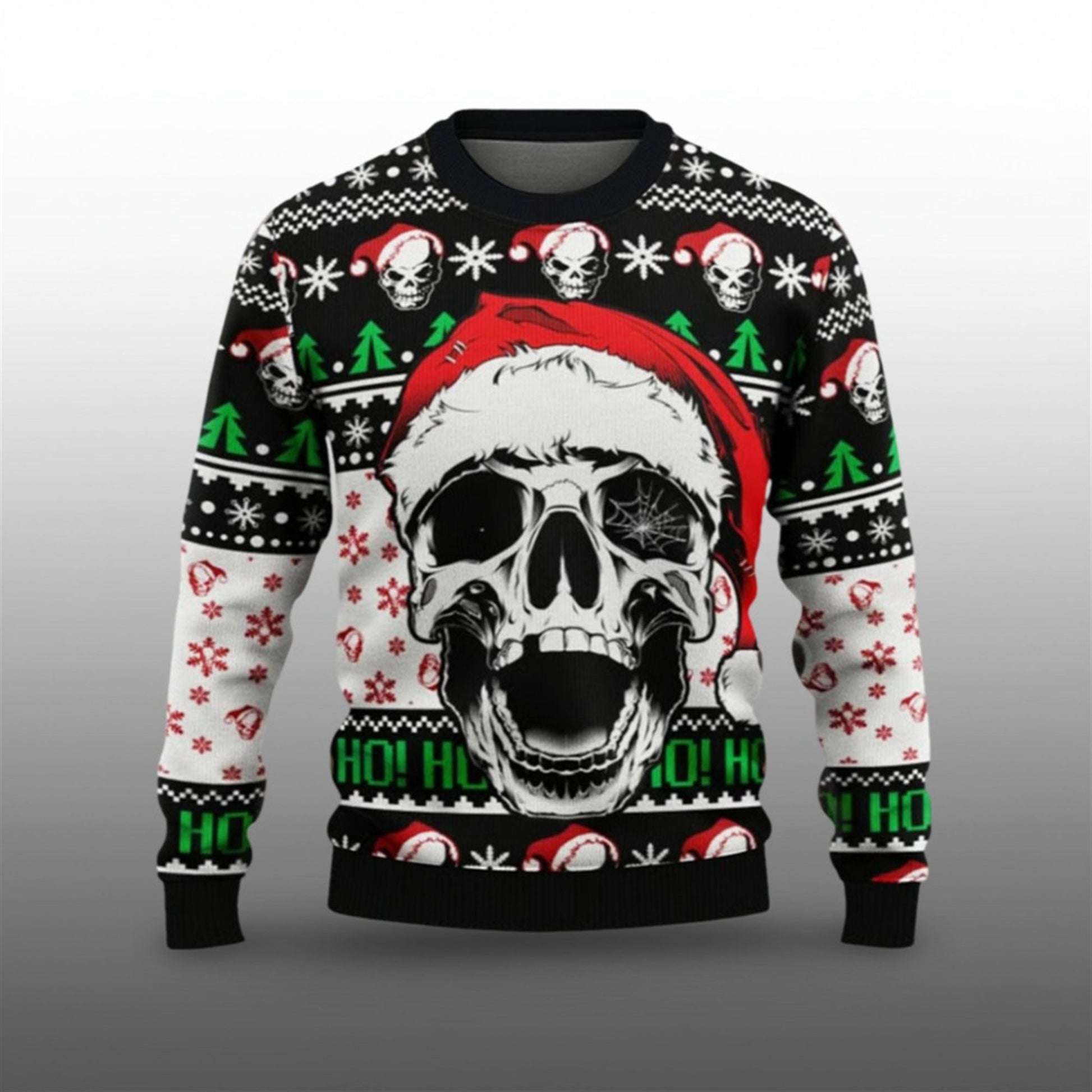 2026 Christmas Skull Ho Ho Ho Ugly Sweater - Moonbestprint