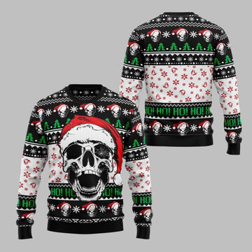 2026 Christmas Skull Xmas Hohoho Ugly Christmas Sweater - Moonbestprint