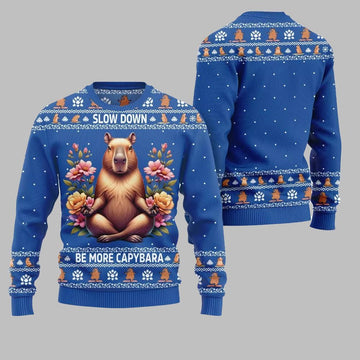 2026 Christmas Slow Down Be More Capybara Ugly Christmas Sweater - Moonbestprint